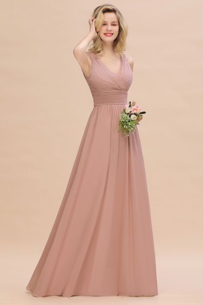 Günstige Brautjungfernkleider Altrosa | Chiffon Kleider Abendmoden Online