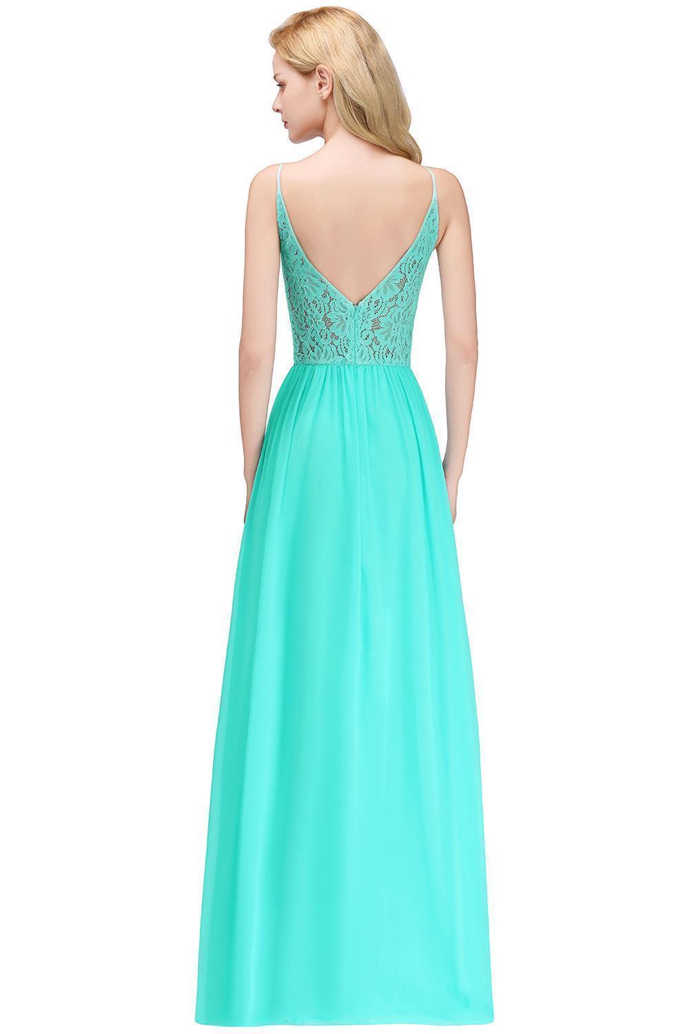Sexy Altrosa Brautjungfernkleider Lang Mit Spitze Chiffon Kleider Brautjungfern