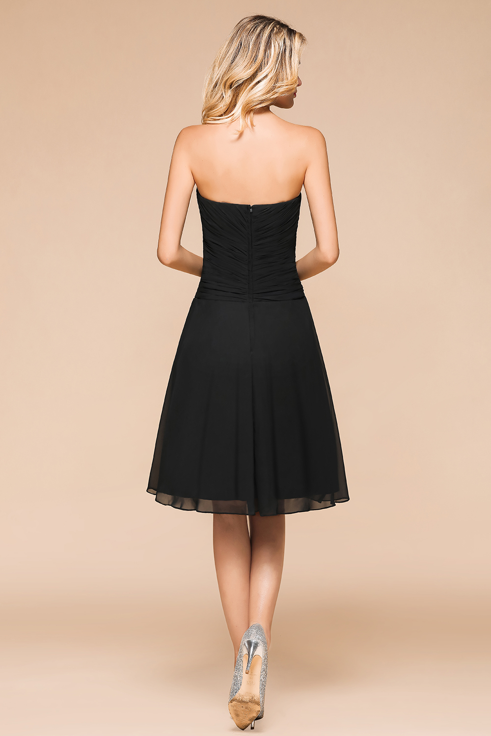 Schlichtes Brautjungfernkleid Schwarz | Brautjungfernkleider Kurz