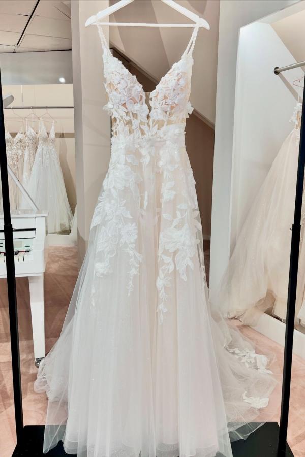 Designer Hochzeitskleider A Linie Spitze Schlichte Brautkleider Günstig-Misshow.de