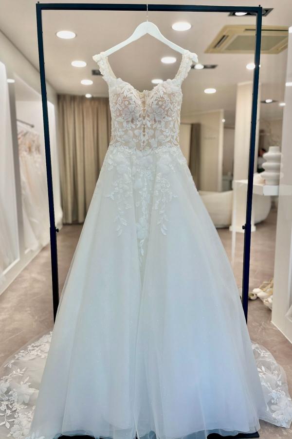 Elegante Brautkleider A Linie Hochzeitskleider mit Spitze Günstig