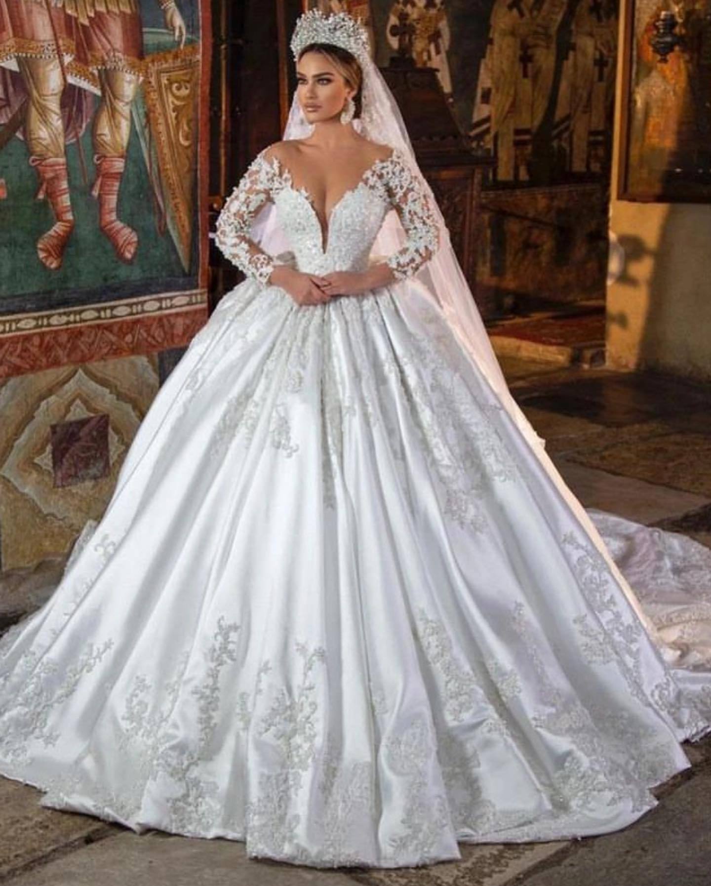 Vintage Hochzeitskleid Satin | Brautkleider Spitze Mit Ärmel