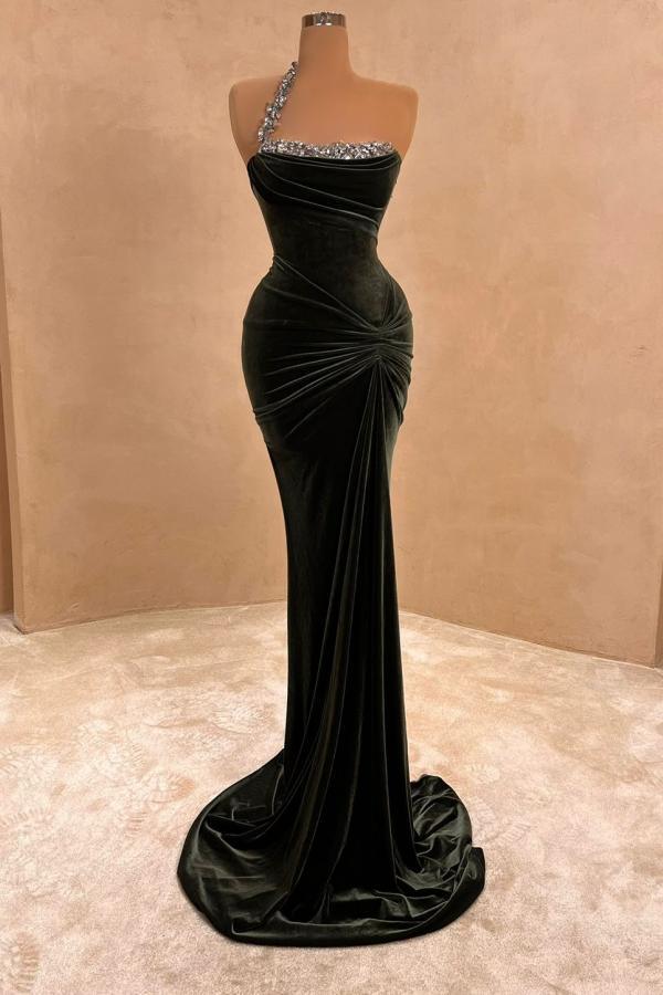 Elegante Abendkleider Dunkelgrün Abiballkleid mit Glitzer