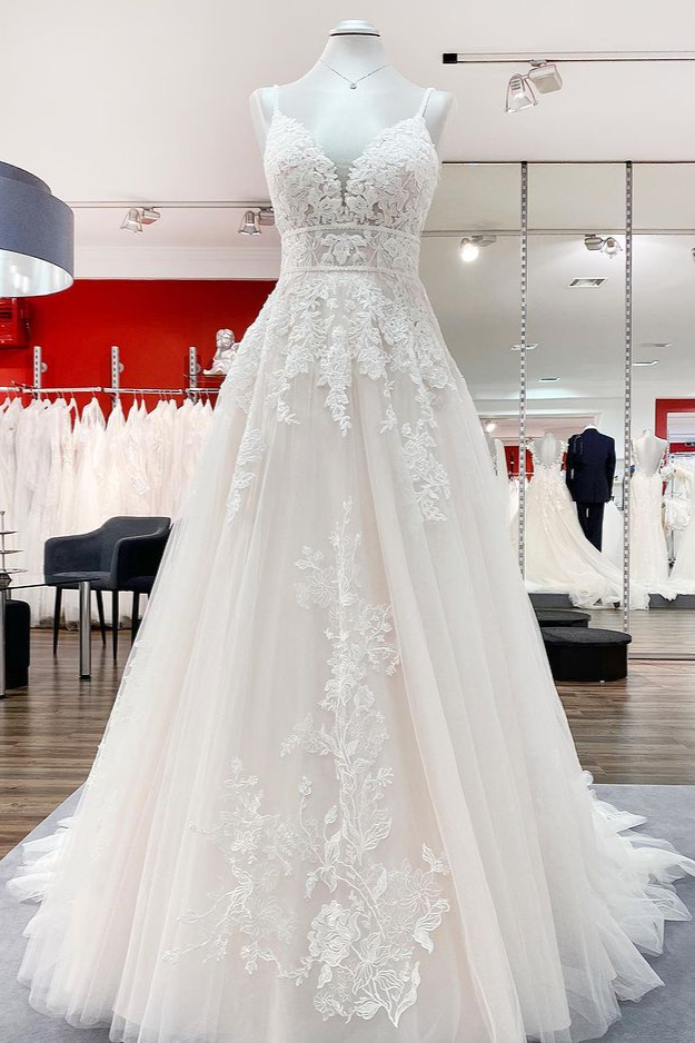 Modern Brautkleider A Linie | Hochzeitskleider mit Spitze-Misshow.de