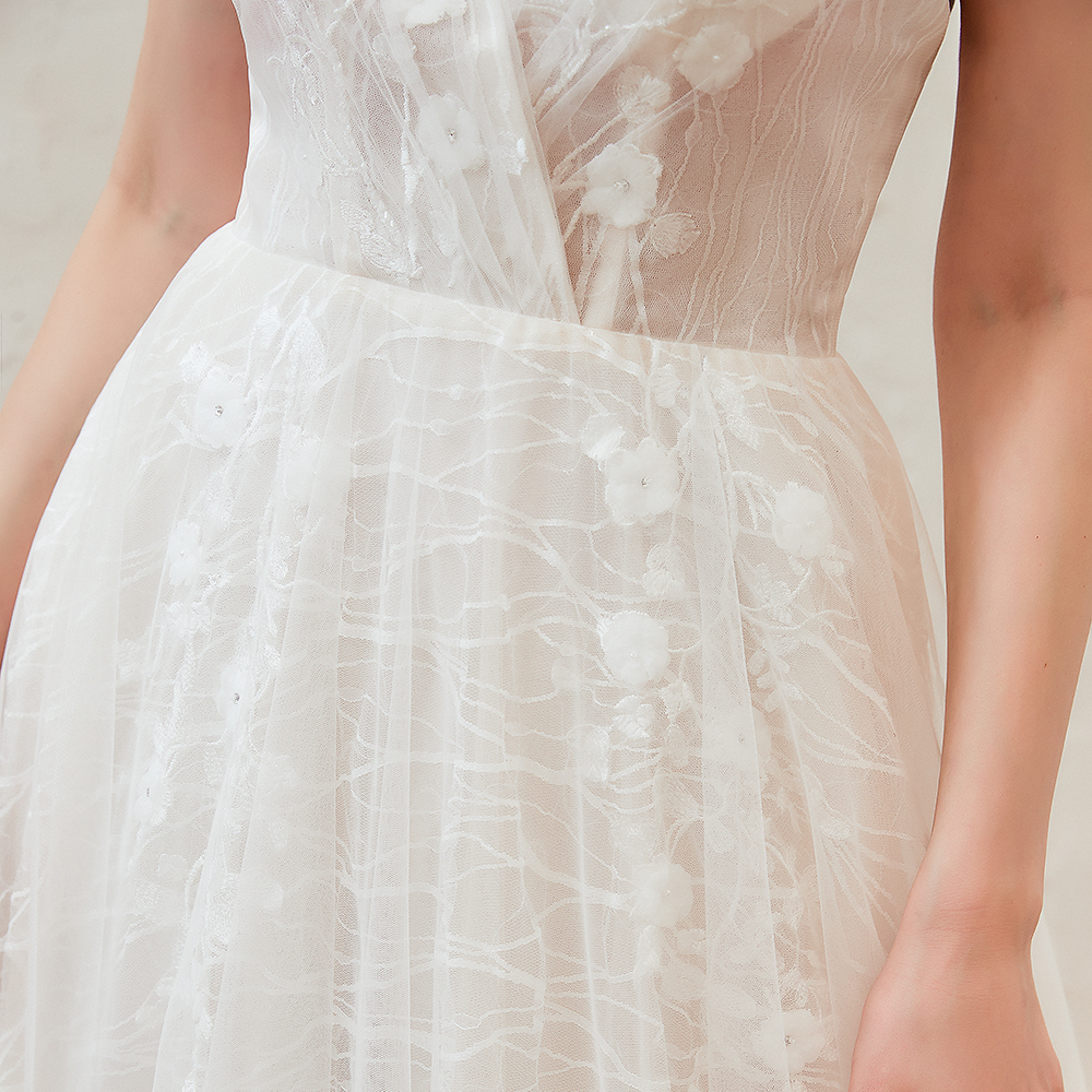 Boho Hochzeitskleid A Linie | Schlichte Brautkleider Günstig Online-Misshow.de