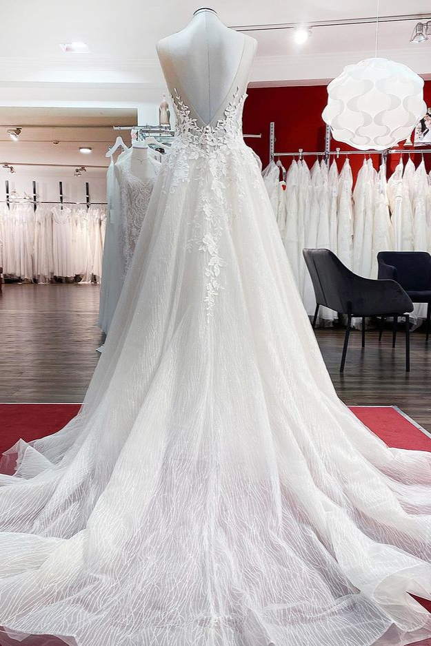Romantic Brautkleider A Linie | Hochzeitskleider mit Spitze-Misshow.de