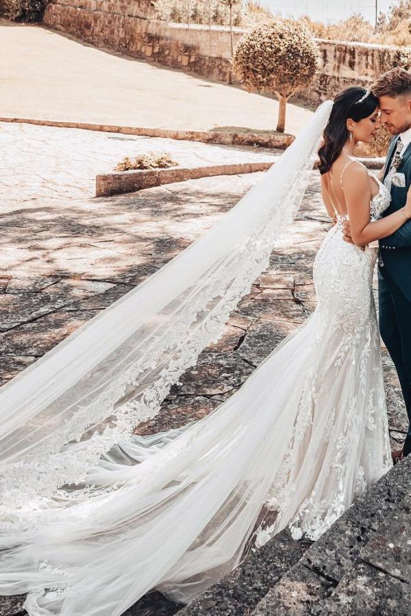 Wunderschöne Brautkleider V Ausschnitt | Hochzeitskleider Meerjungfrau Spitze