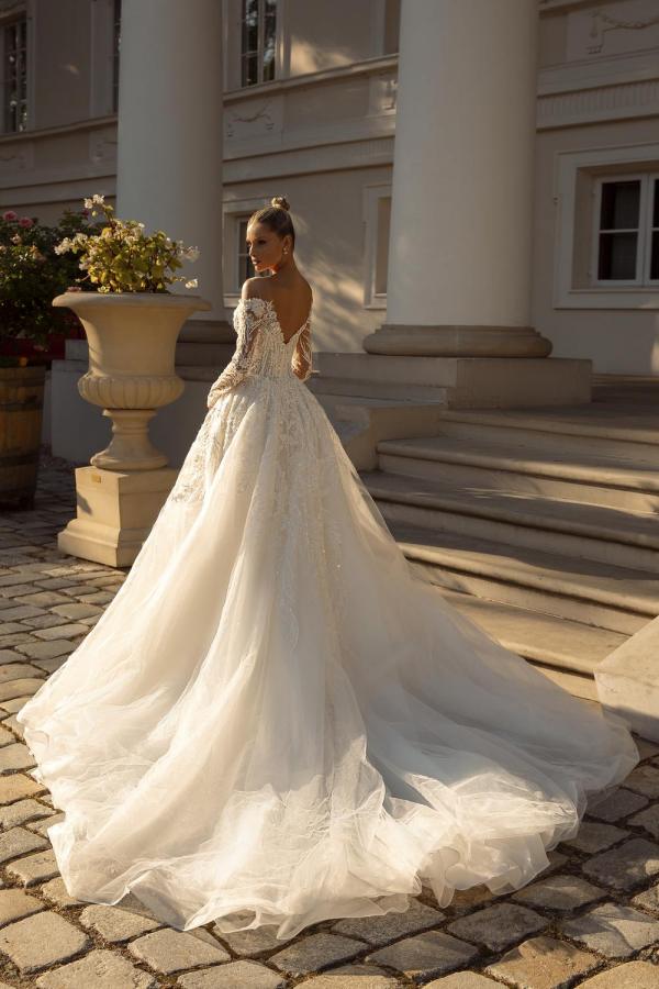 Wunderschöne Hochzeitskleider A Line Spitze | Brautkleider mit Ärmel-Misshow.de
