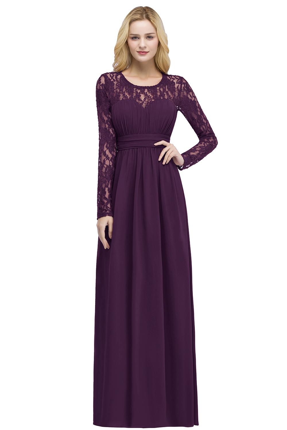 Elegante Abendkleider Lang Rot | Abiballkleider mit Ärmel-Misshow.de