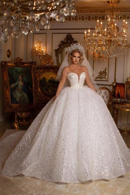 Romantic Brautkleider Prinzessin | Hochzeitskleider mit Glitzer