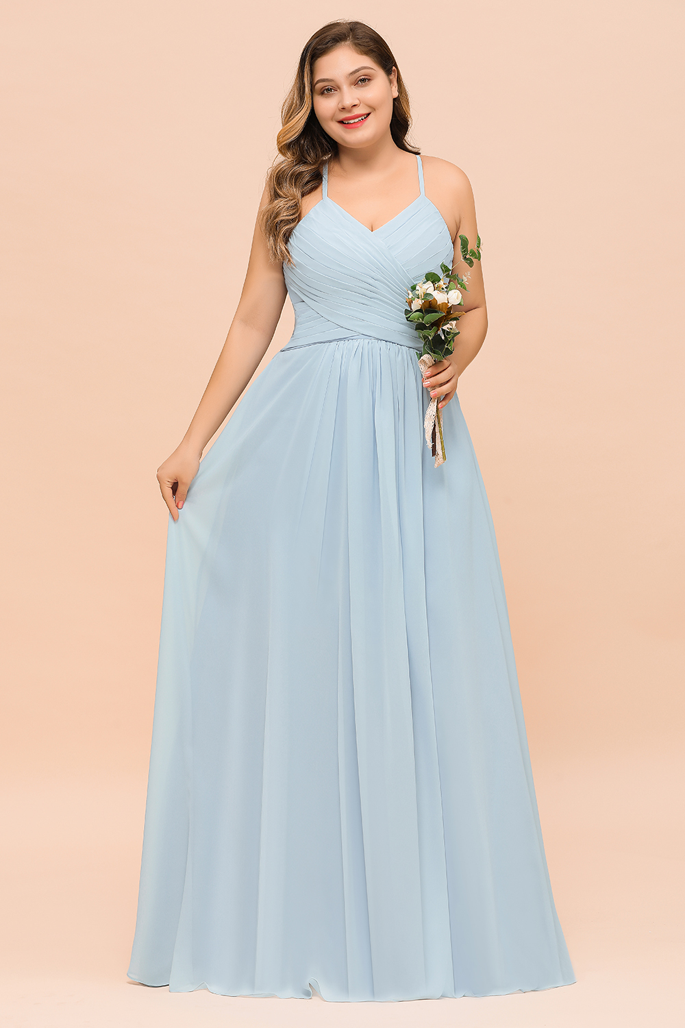 Brautjungfernkleider Große Größe | Brautjungfernkleid Lang Heller Blau