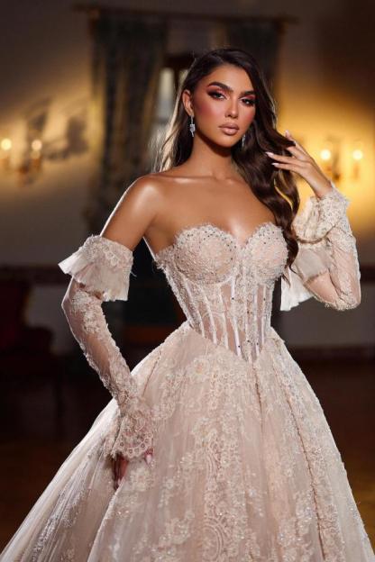 Elegante Hochzeitskleider mit Spitze | Brautkleid A-Linie