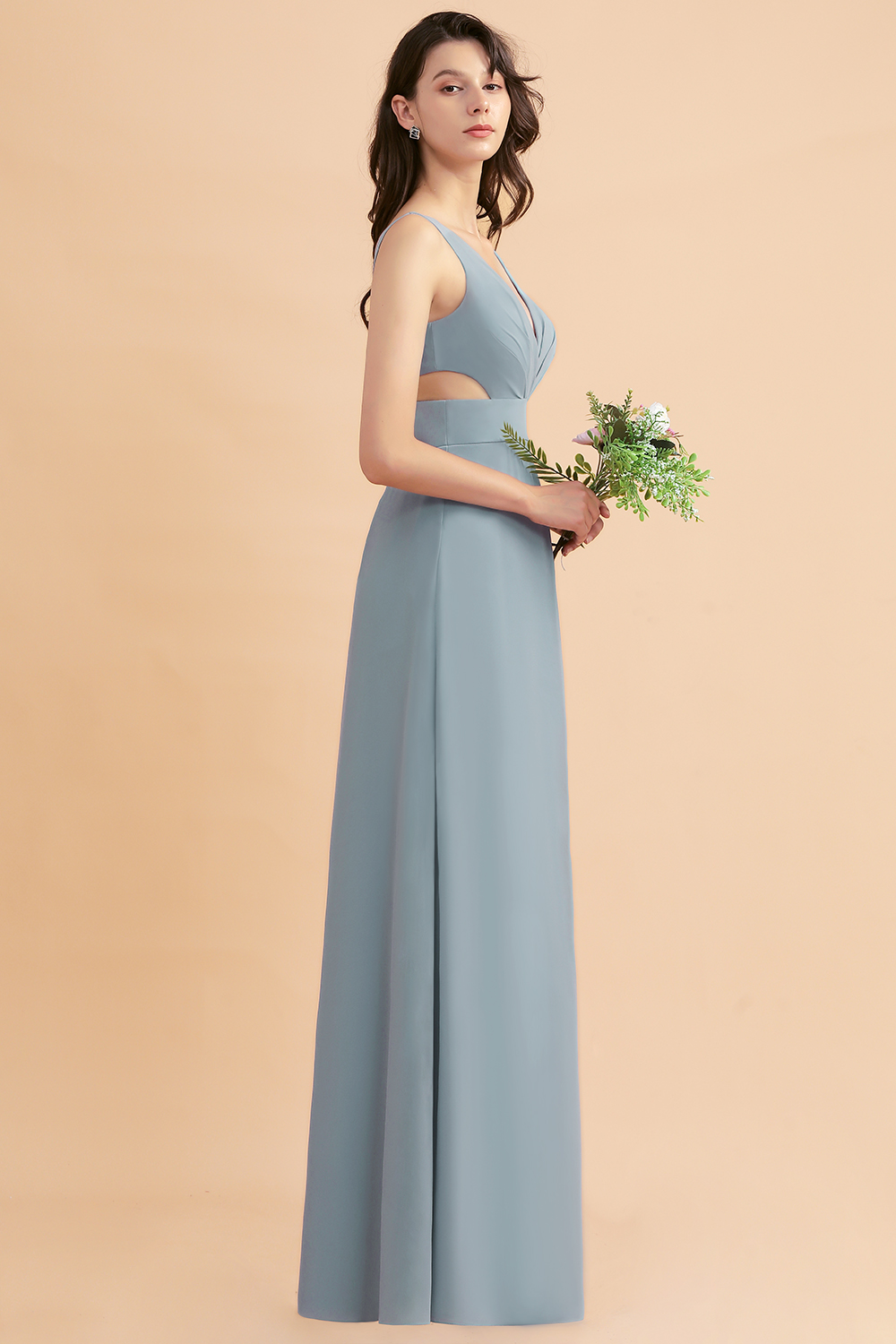 Brautjungfernkldier Grau | Chiffon Kleider für Brautjungfern-Misshow.de