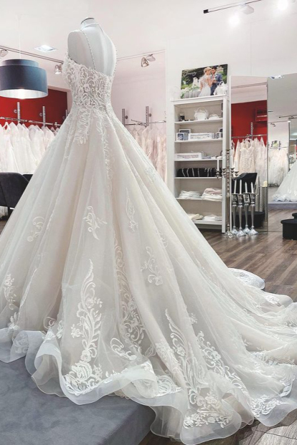 Schöne Hochzeitskleider A Linie | Brautkleid Mit Spitze