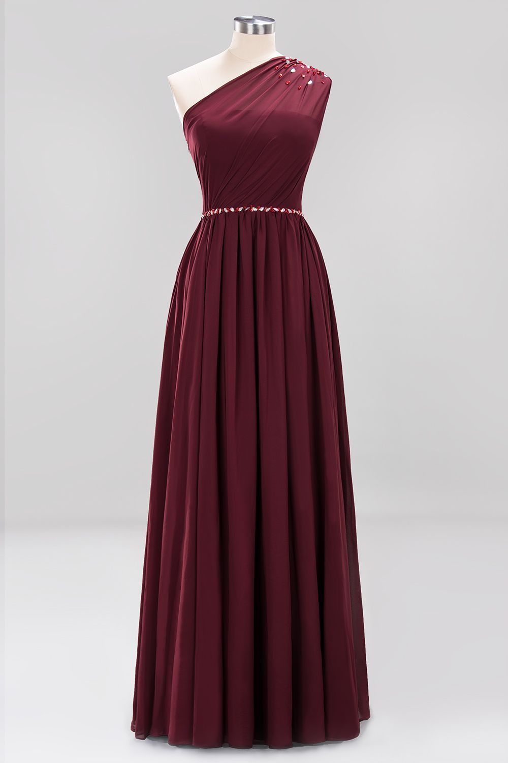 Designer Brautjungfernkleider Lang Weinrot | Chiffon Kleider Abendkleider