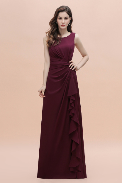 Schlichtes Abendkleid | Brautjungfernkleider Lang Weinrot