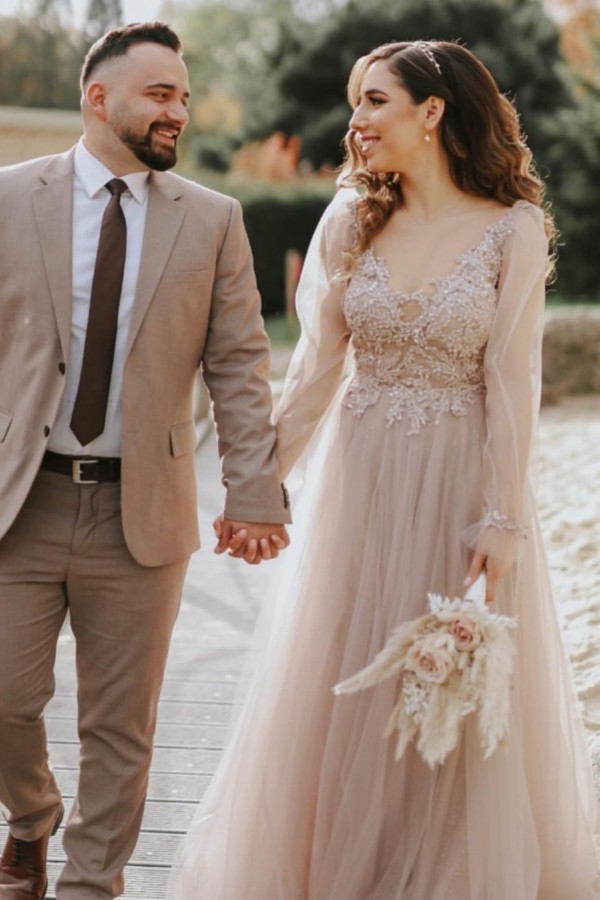 Schlichte Hochzeitskleider Mit Ärmel | Brautkleider mit Spitze