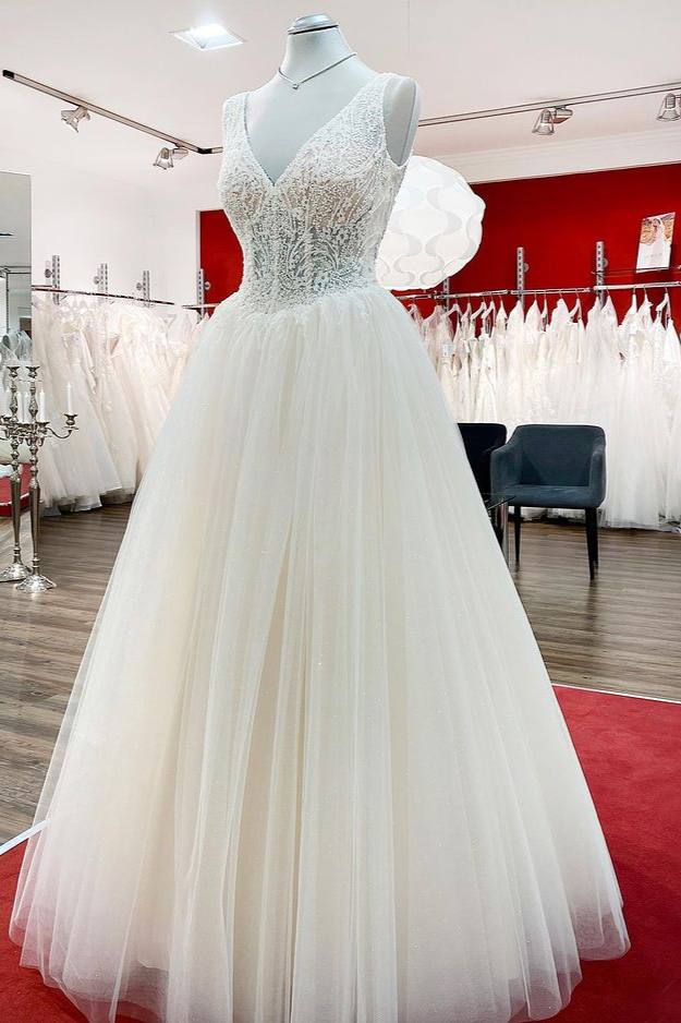 Elegante Hochzeitskleider Schlicht | Brautkleider A Linie-Misshow.de