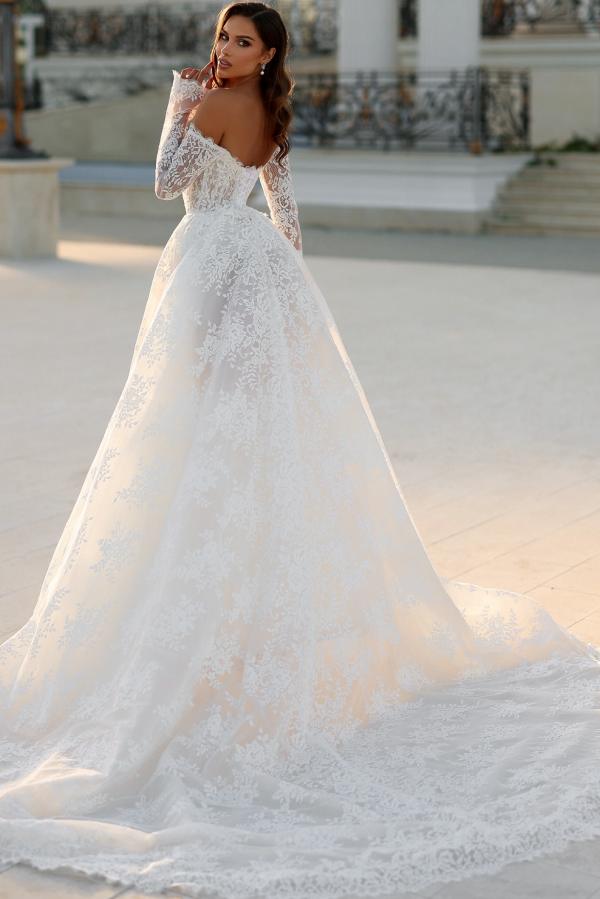 Hochzeitskleider Spitze Lang | Brautkleid mit Ärmel-Misshow.de