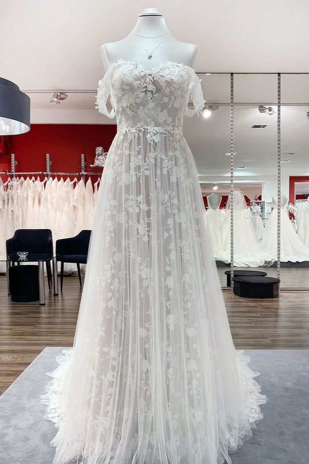 Boho Hochzeitskleider A Linie Spitze | Brautkleider Günstig