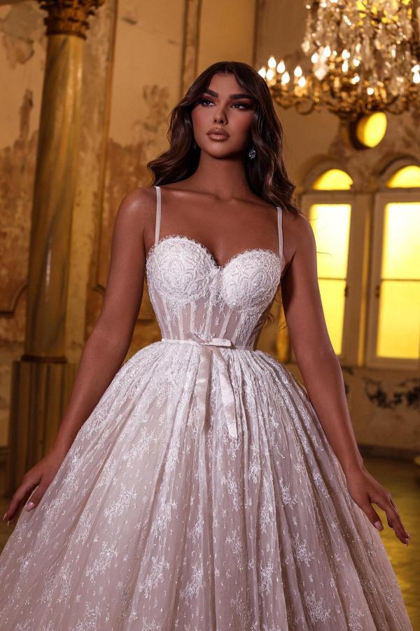 Elegantes Brautkleid Prinzessin | Hochzeitskleider Spitze Online-Misshow.de
