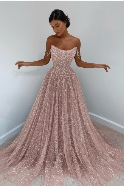 Elegante Abendkleider Lang Glitzer | Abiballkleider Lang Blau