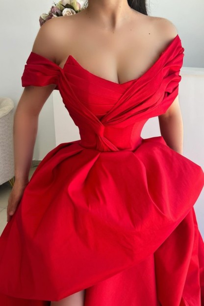 Rote Abendkleider Lang Schlichte Abiballkleider Abendmoden Online-Misshow.de