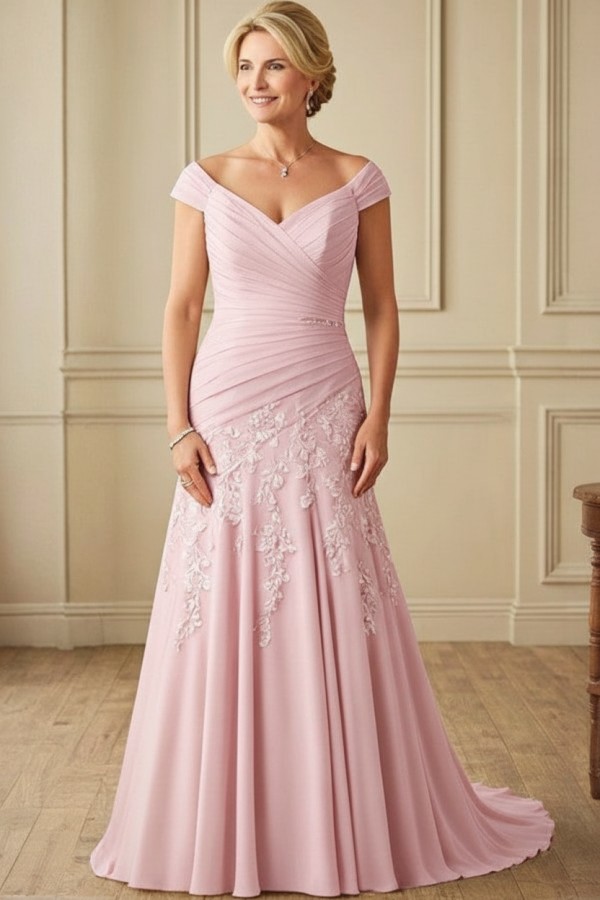Elegante Brautmutterkleider Lang Chiffon Hochzeitspartykleider Online