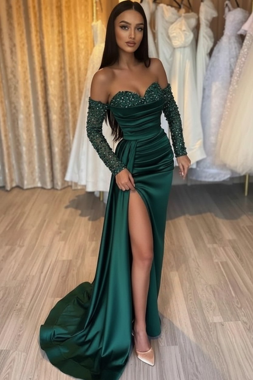 Schwarzes Abendkleid Lang Günstig | Abiballkleider mit Ärmel