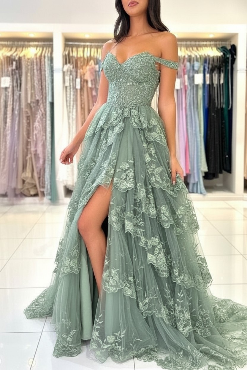 Moderne Abendkleider Schwarz | Abiballkleid mit Spitze