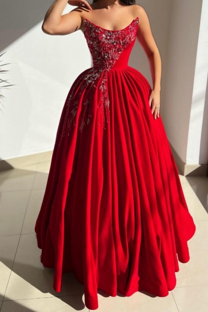 Designer Abendkleider Lang  Rot Ballkleider Abiballkleider Mit Glitzer-Misshow.de