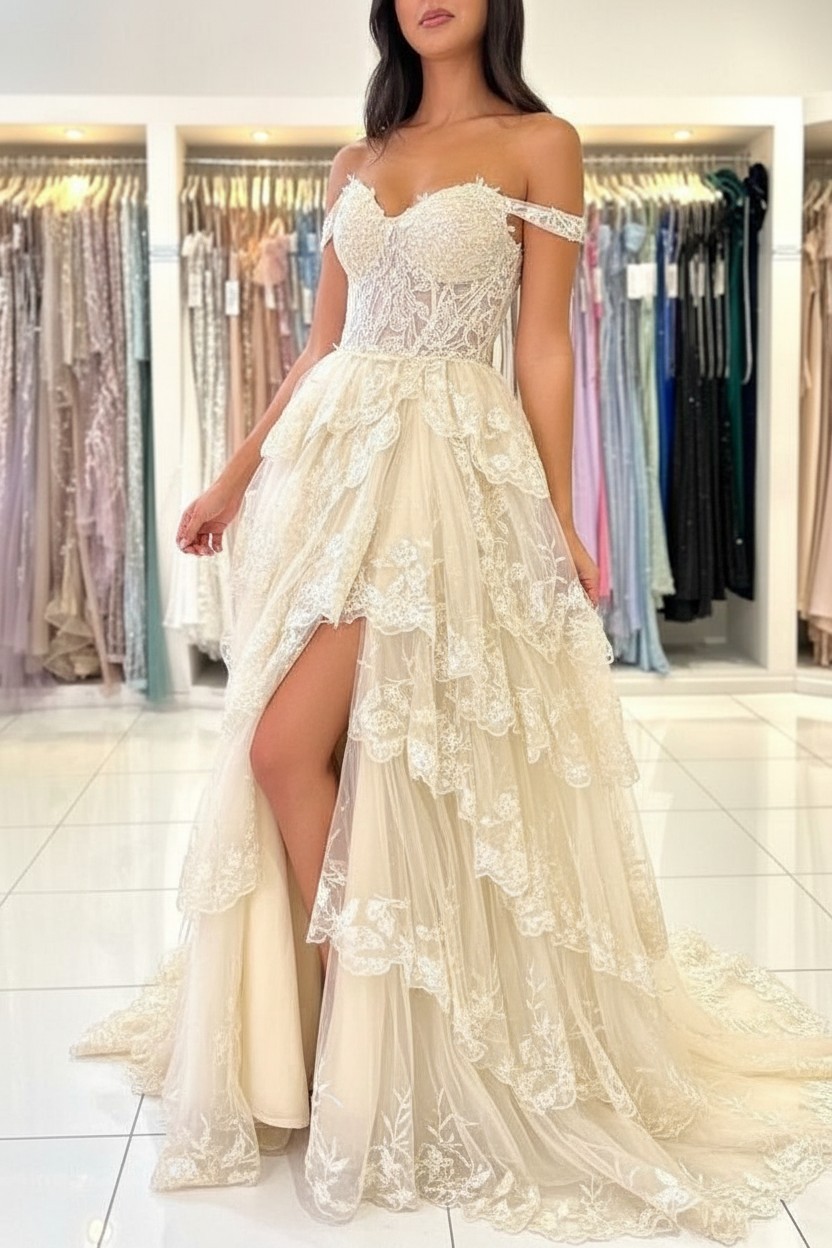 Moderne Abendkleider Schwarz | Abiballkleid mit Spitze