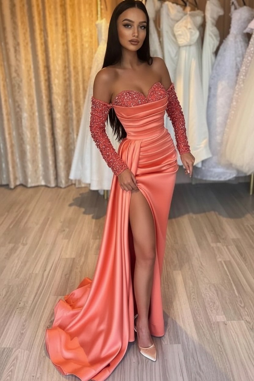 Schwarzes Abendkleid Lang Günstig | Abiballkleider mit Ärmel