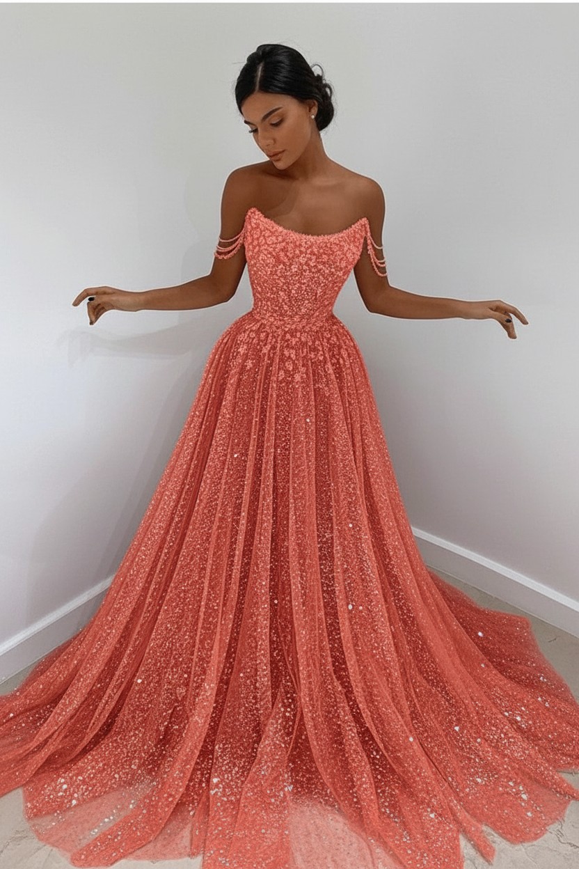 Elegante Abendkleider Lang Glitzer | Abiballkleider Lang Blau