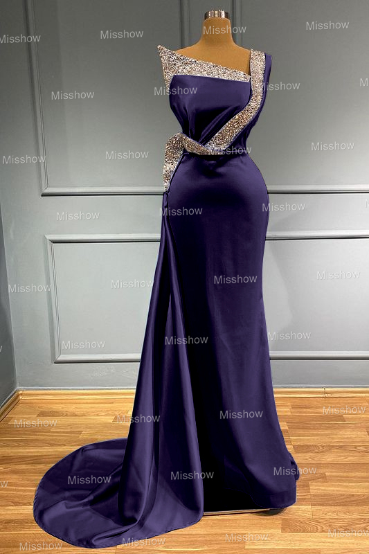 Elegante Abendkleider Lang Blau | Abiballkleider mit Glitzer