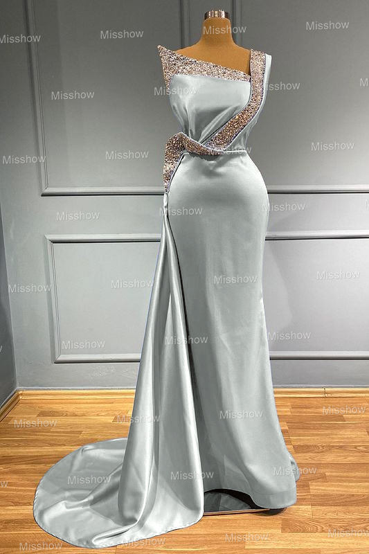 Elegante Abendkleider Lang Blau | Abiballkleider mit Glitzer