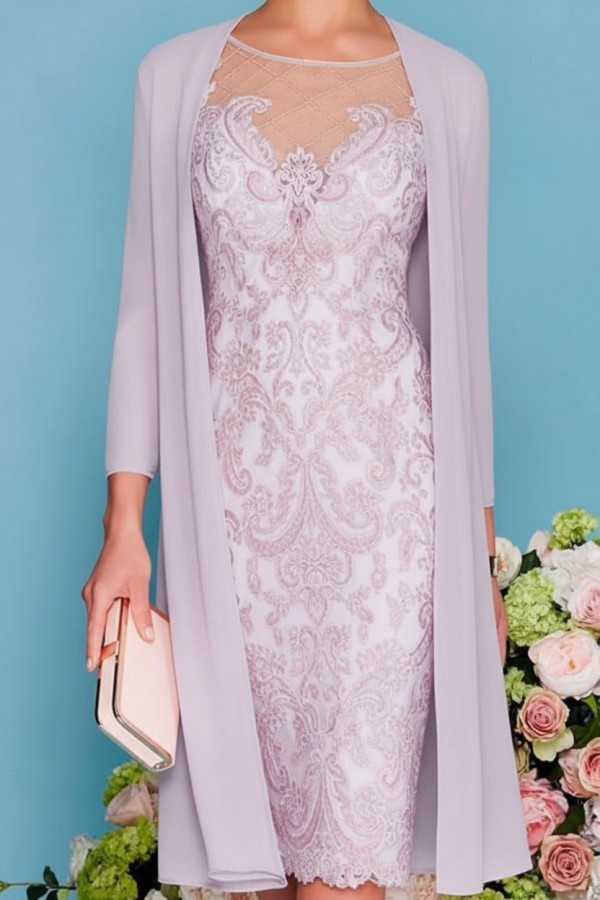 Designer Brautmutterkleider Rosa | 2 Teilige Spitze Kleider Brautmutter