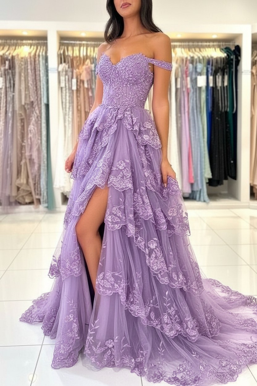 Moderne Abendkleider Schwarz | Abiballkleid mit Spitze