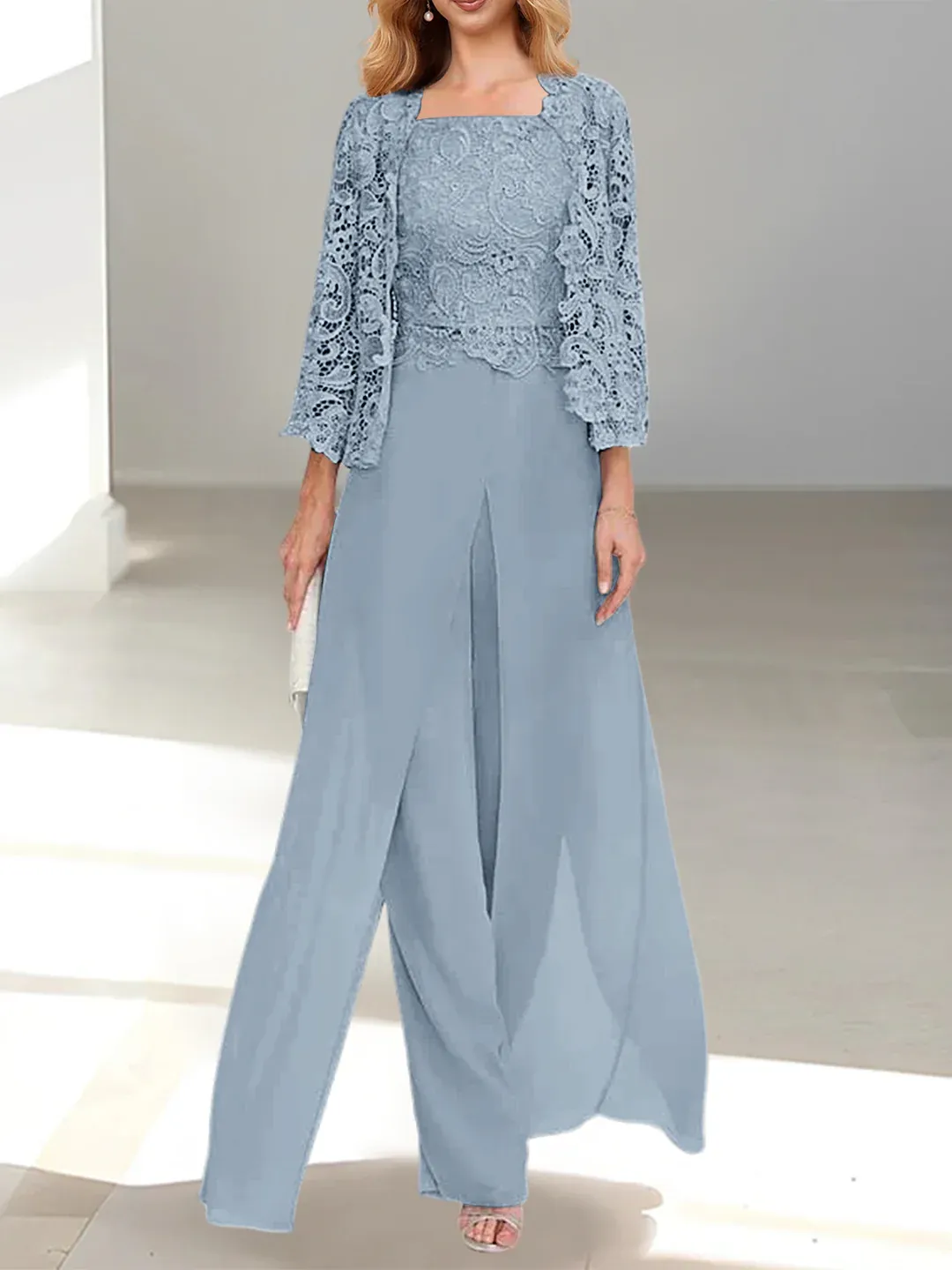 Silber Brautmutterkleid mit Jacket | 3 Teilen Mutterkleider