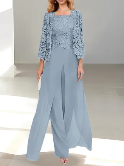 Silber Brautmutterkleid mit Jacket | 3 Teilen Mutterkleider