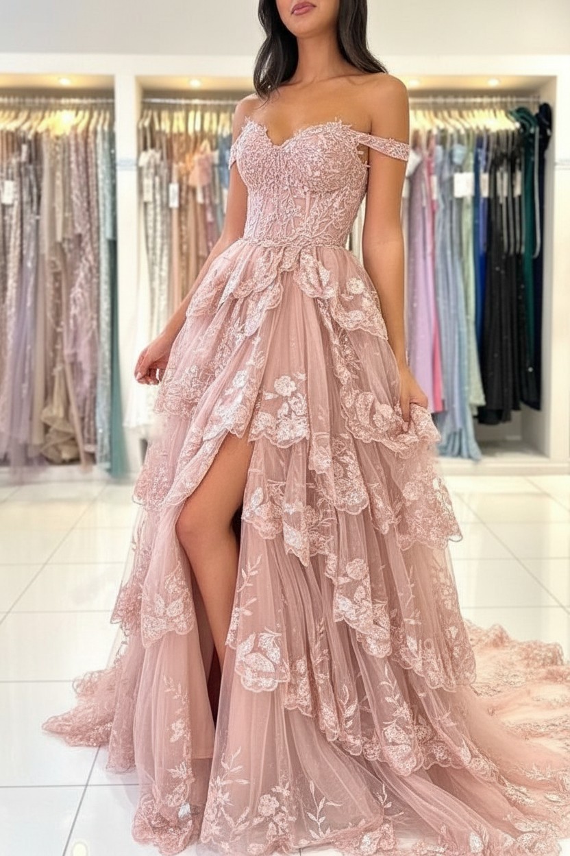 Moderne Abendkleider Schwarz | Abiballkleid mit Spitze