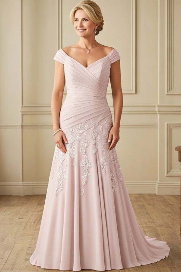 Elegante Brautmutterkleider Lang Chiffon Hochzeitspartykleider Online