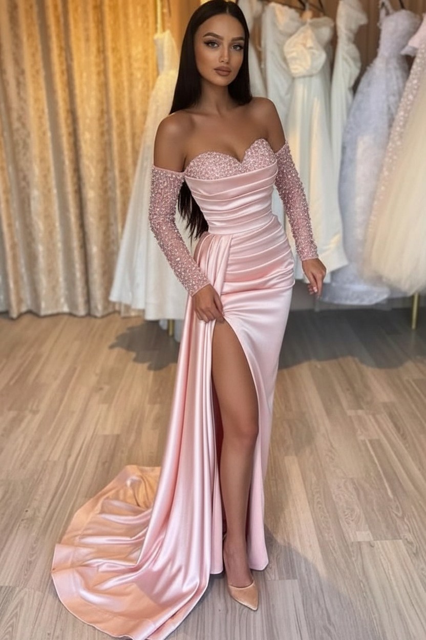 Schwarzes Abendkleid Lang Günstig | Abiballkleider mit Ärmel