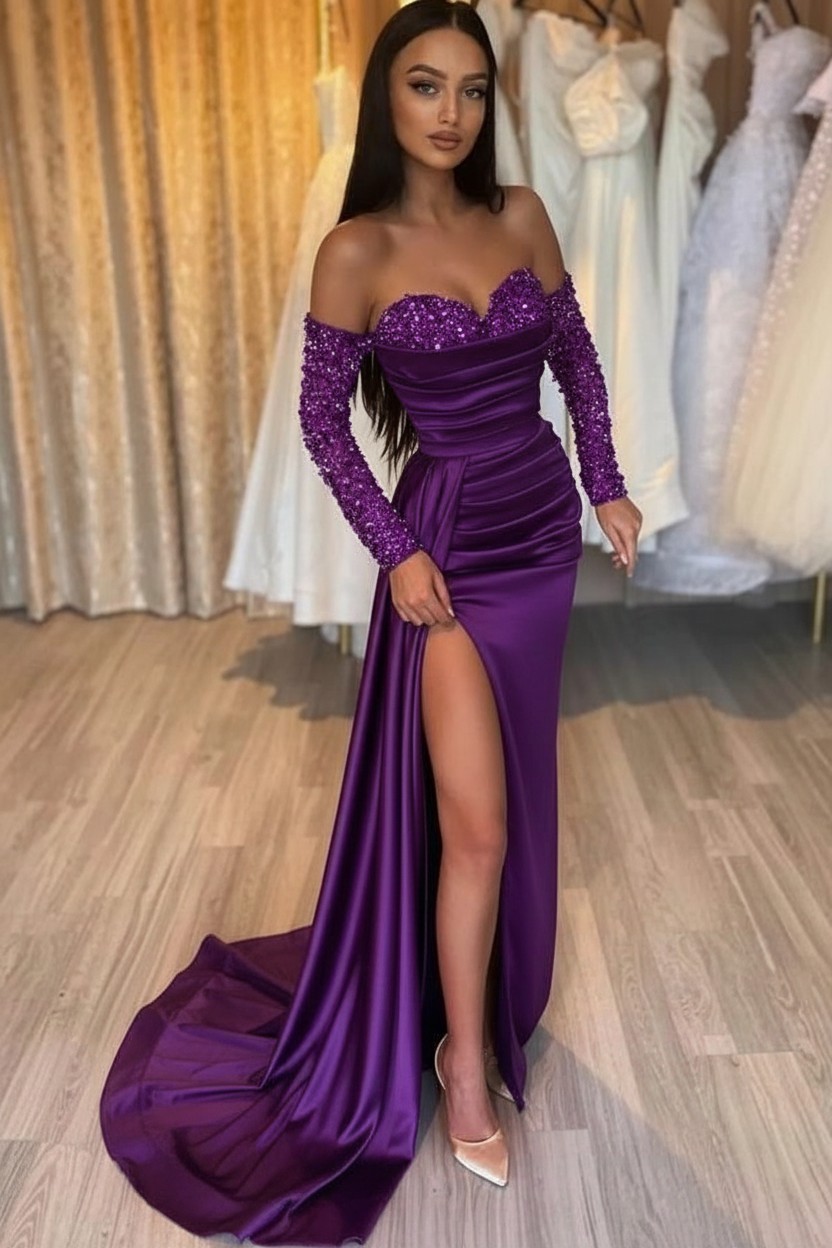 Schwarzes Abendkleid Lang Günstig | Abiballkleider mit Ärmel