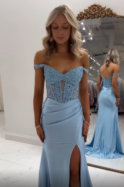 Lavendel Abendkleider Lang Mit Spitze Ballkleider Glitzer