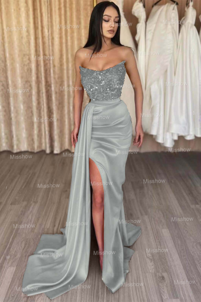 Rote Abendkleider mit Glitzer | Abiballkleider Lang Schlicht