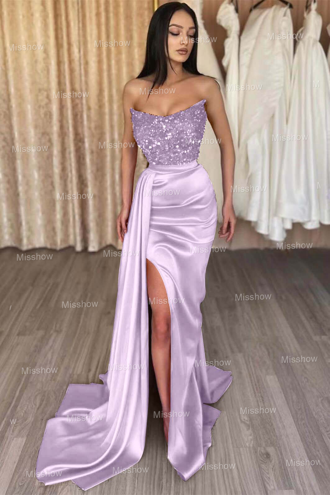 Rote Abendkleider mit Glitzer | Abiballkleider Lang Schlicht