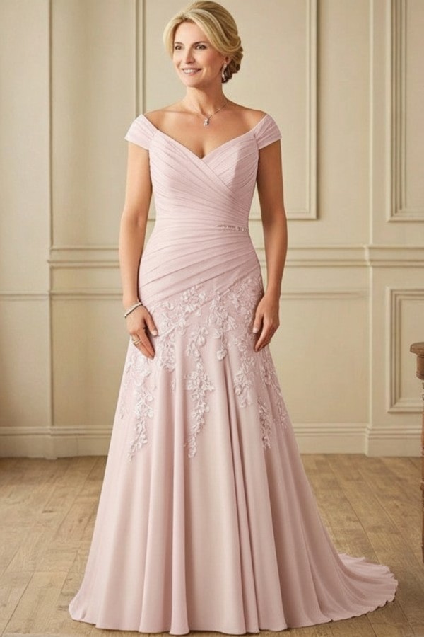 Elegante Brautmutterkleider Lang Chiffon Hochzeitspartykleider Online