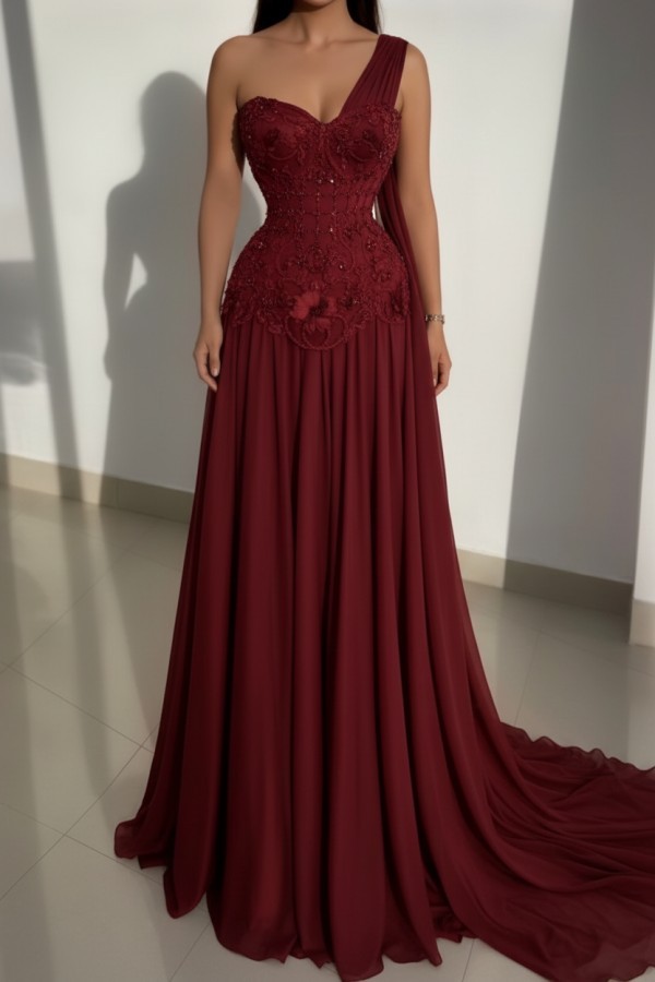 Schöne Abendkleider Lang Rosa Ballkleider mit Spitze