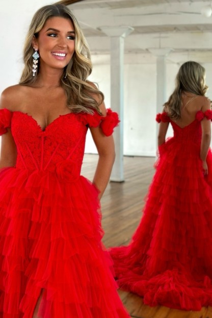 Luxus Abendkleider Lang Rot Ballkleider Abendmoden Online